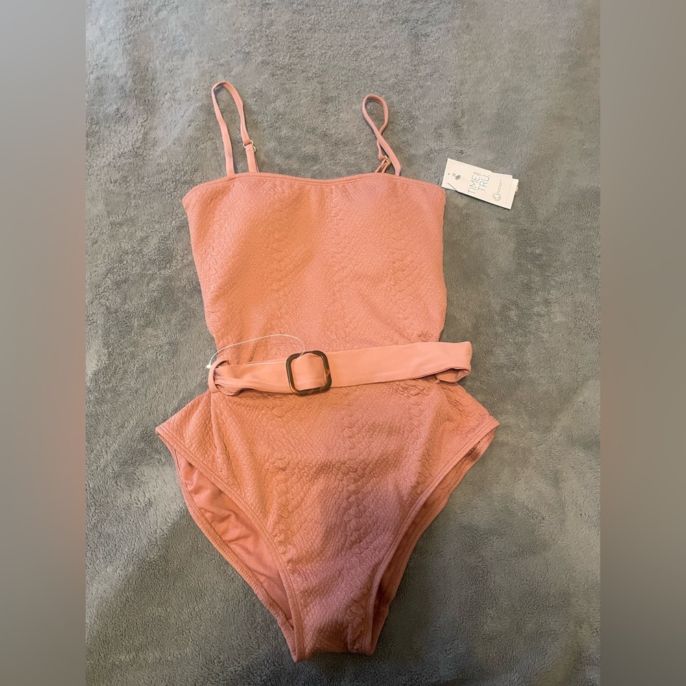 NWT Chic Pink One-Piece Swimsuit with Adjustable Belt